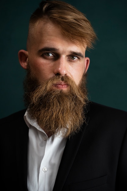 Front view sensitive man in studio