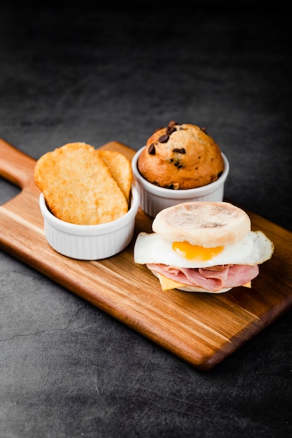 Front view set of healthy whole grain biscuits