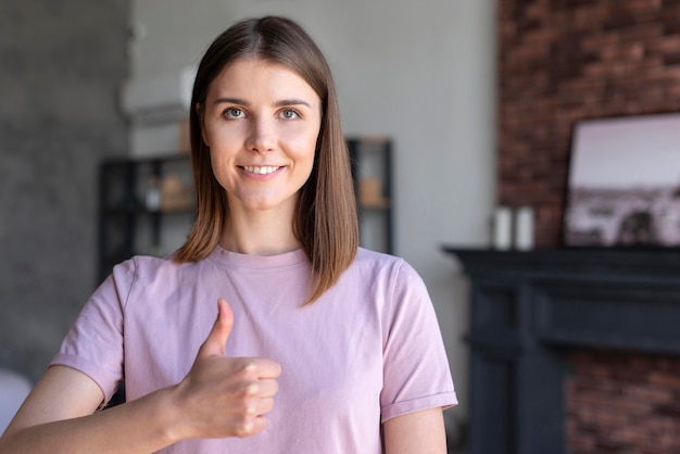 Free photo front view of sign language concept