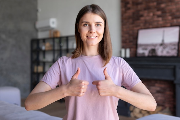 Free photo front view of sign language concept