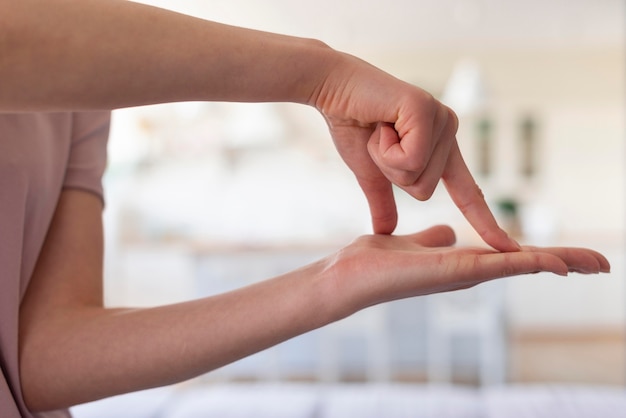 Front view of sign language concept