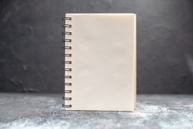 Front view simple notepad on grey table photo xmas holiday color new year