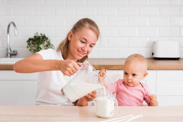 Front view of sisters in the kitchen