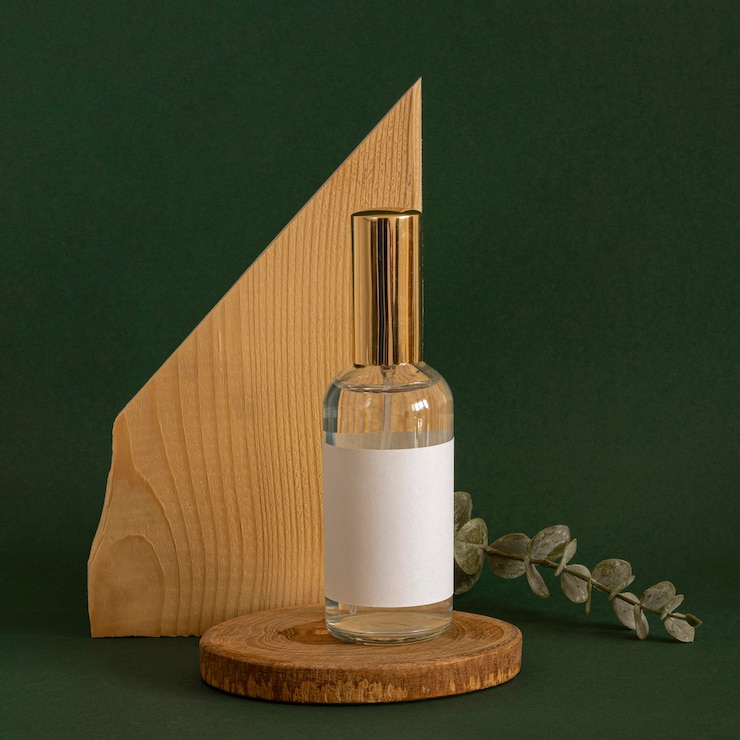 Free Photo front view skin care product on wooden decorative piece