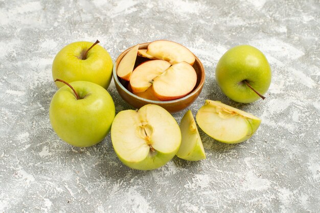 전면보기 슬라이스 신선한 사과 신선한 과일