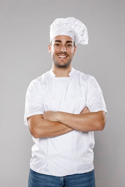 Вид спереди смайлик мужской шеф-повар