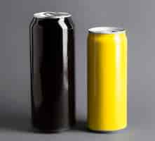 Free photo front view of soft drinks cans