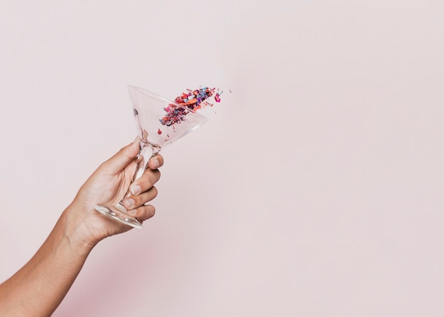 Free photo front view of spilled confetti at new years party