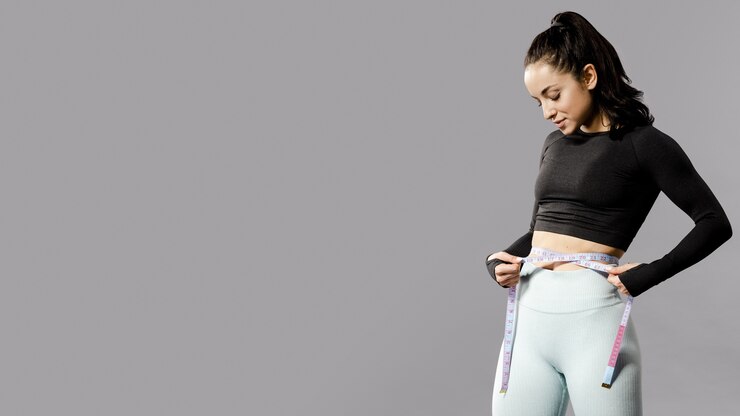 Front view of sporty woman with copy space
