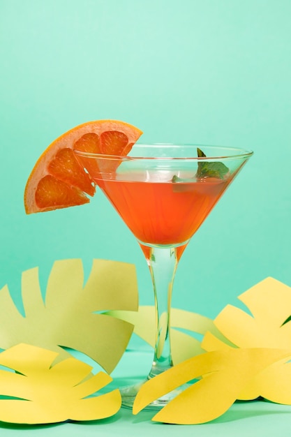 Front view of summer concept with cocktail