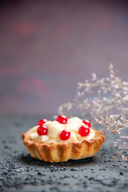 Front view tart with pomegranate on isolated background