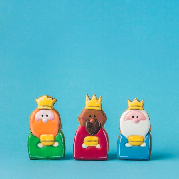 Front view of three kings for epiphany day