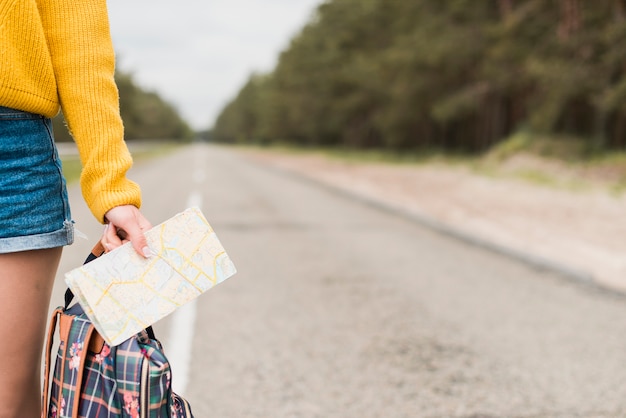 Free photo front view of traveler on road