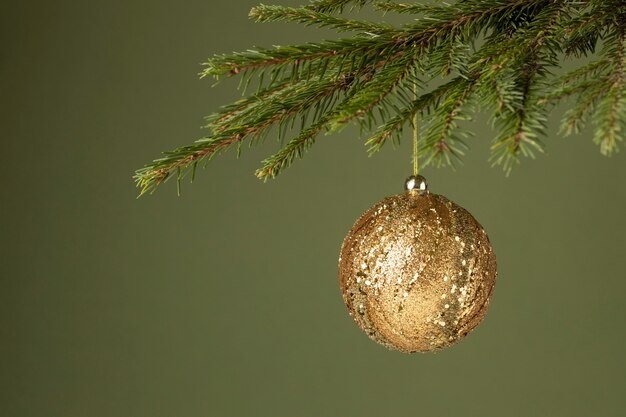 Front view tree ornament with copy space