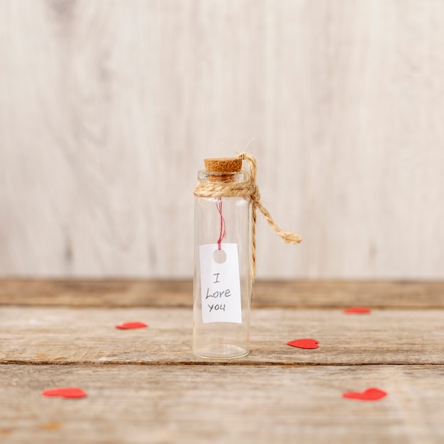 Front view of tube with valentines day message