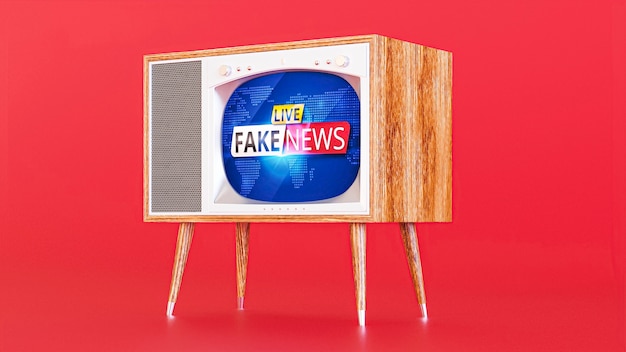 Front view of tv with fake news