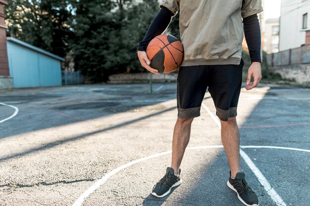 Front view urban basketball player