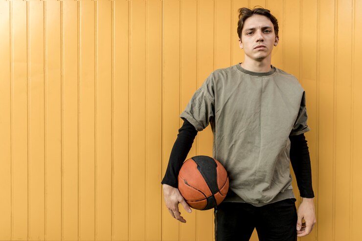 Free Photo front view urban basketball player