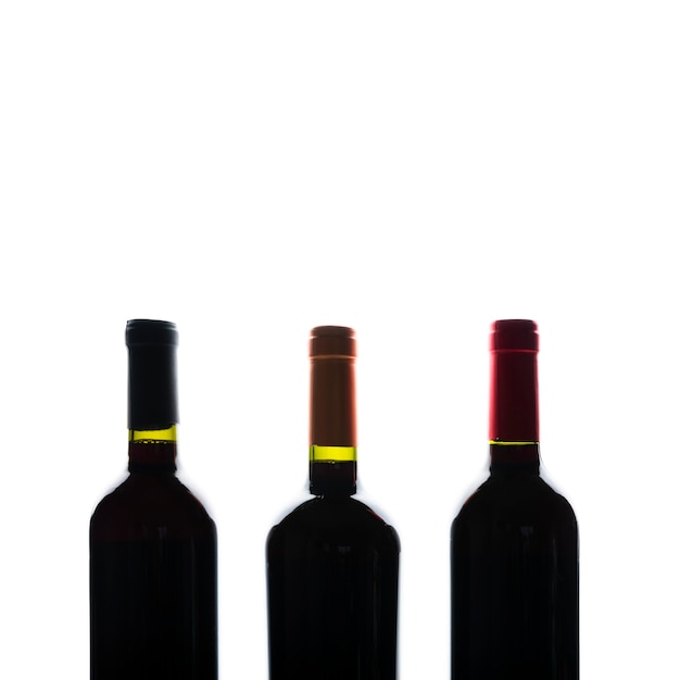 Front view wine bottles silhouette