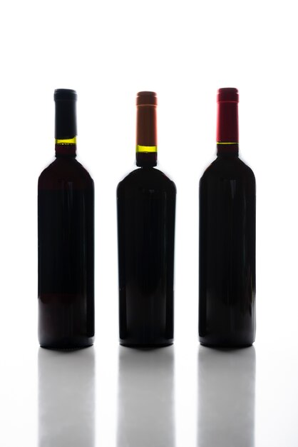 Front view wine bottles silhouette