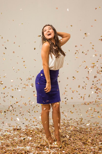 Front view of woman celebrating new year