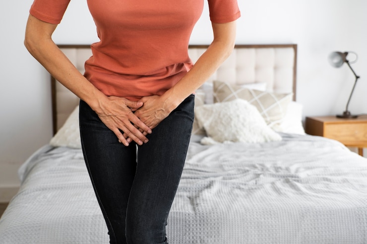 Free Photo front view woman dealing with std