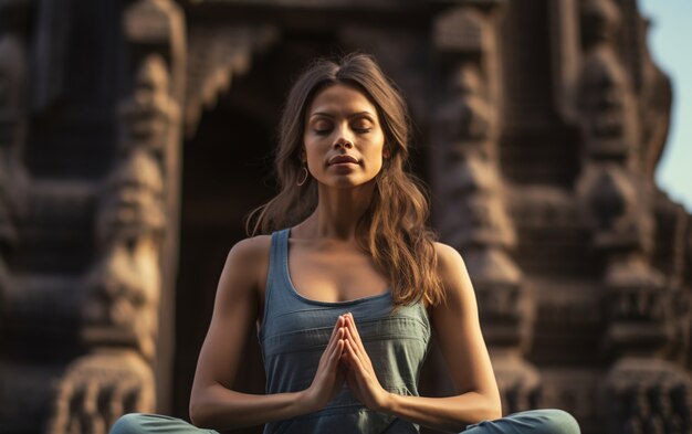 Free photo front view woman doing yoga