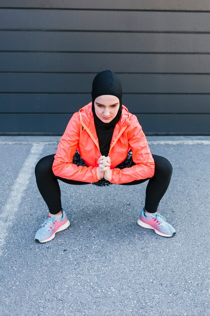 Front view of woman exercising