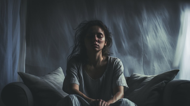 Free photo front view woman experiencing anxiety