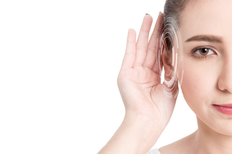 मुफ़्त फोटो front view woman experiencing hearing issues