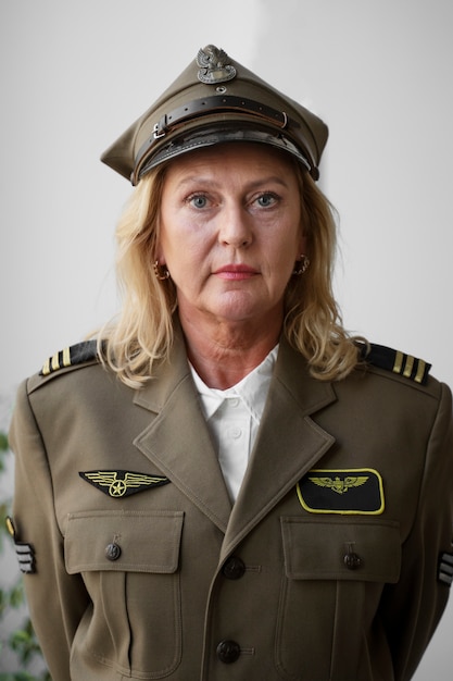 Front view woman general in uniform