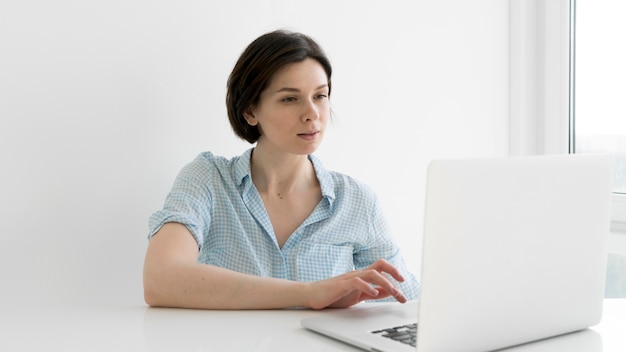 Front view of woman having a video call