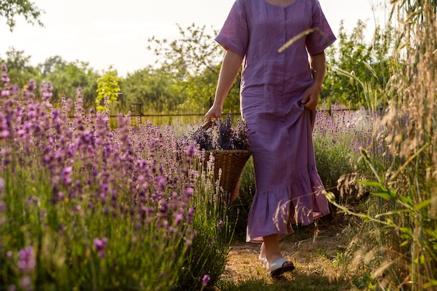 Front view woman holding basket