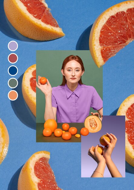 Front view woman holding fruit