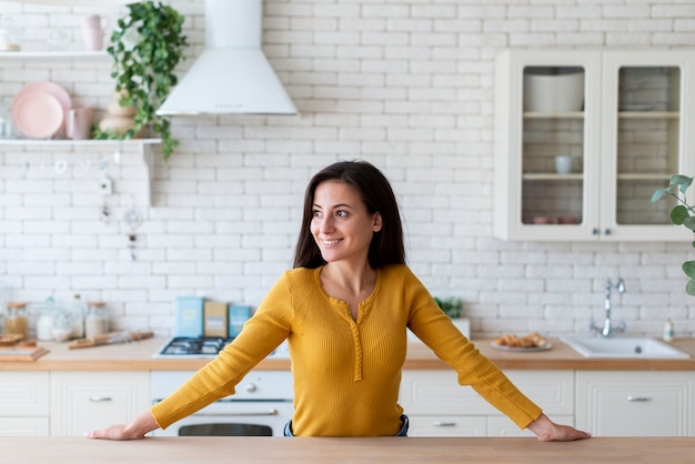 Free photo front view of woman looking away