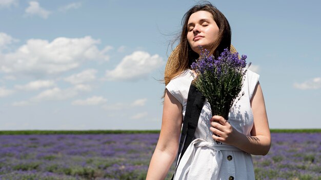 Front view of woman relaxing in nature