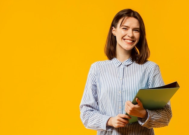 Front view of woman with copy space