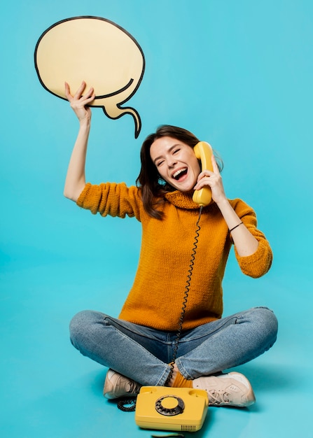 Free photo front view of woman with copy space