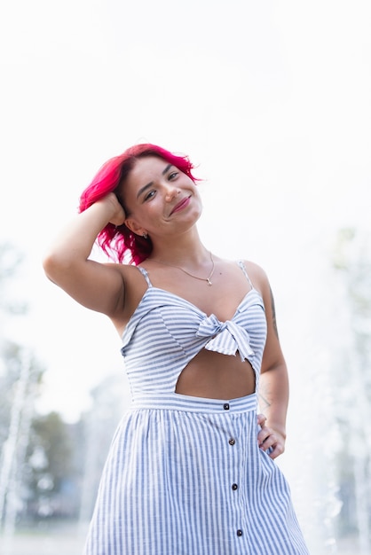 Free photo front view of woman with red hair