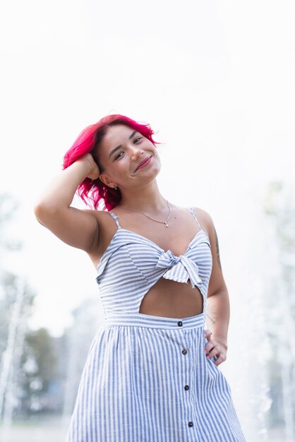 Front view of woman with red hair