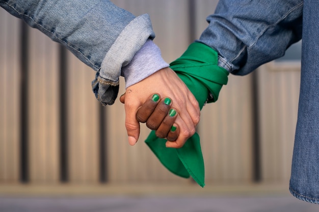 Foto gratuita donne di vista frontale che protestano all'aperto