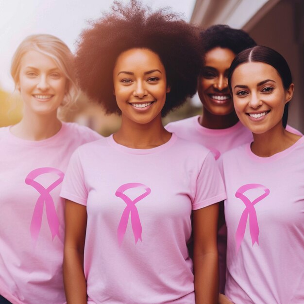 Front view women with pink ribbons