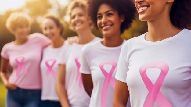 Front view women with pink ribbons