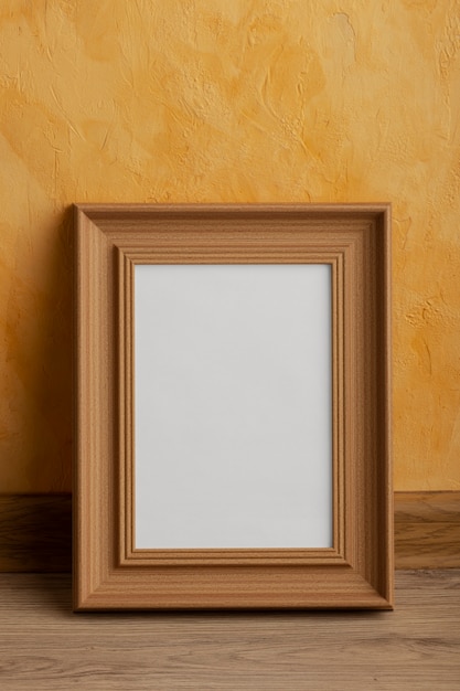 Front view wooden empty frame