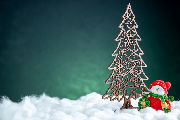 Front view xmas tree decoration small snowman