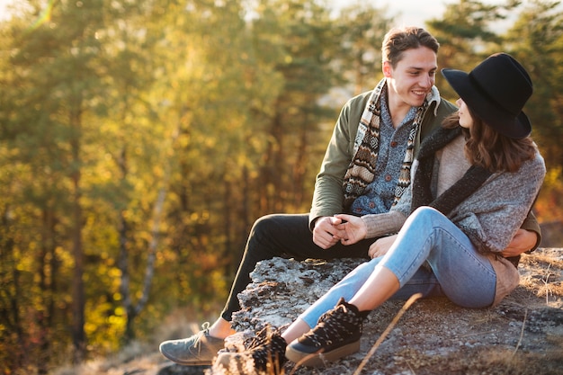 Free photo front view young couple in love