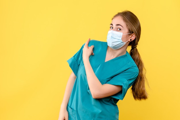 Front view of young female doctor