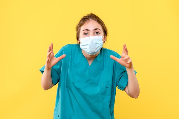 Front view of young female doctor