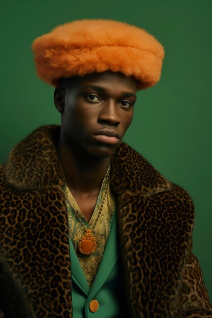 Front view  young man posing in studio