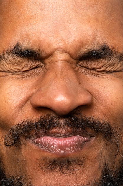 Front view young man skin texture